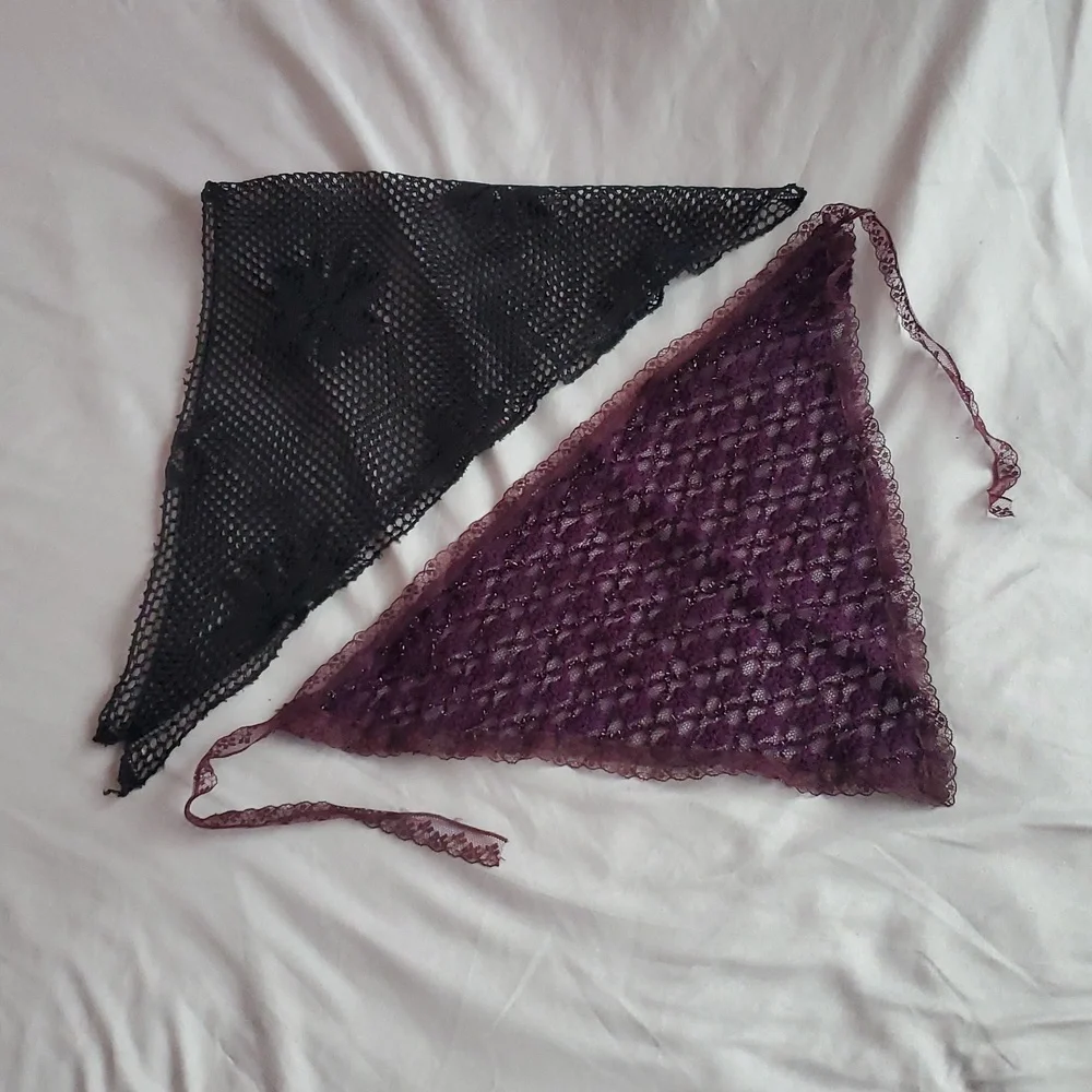 Hair Wrap Bandanas, Black And Purple/Maroon